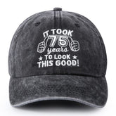 75th Birthday Gifts for Men Women, Vintage 75th Happy Birthday Gift Ideas Baseball Caps Adjustable, Funny 75th Washed Cotton Hats for Him